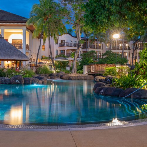 Hilton-Night Swimming Pool View